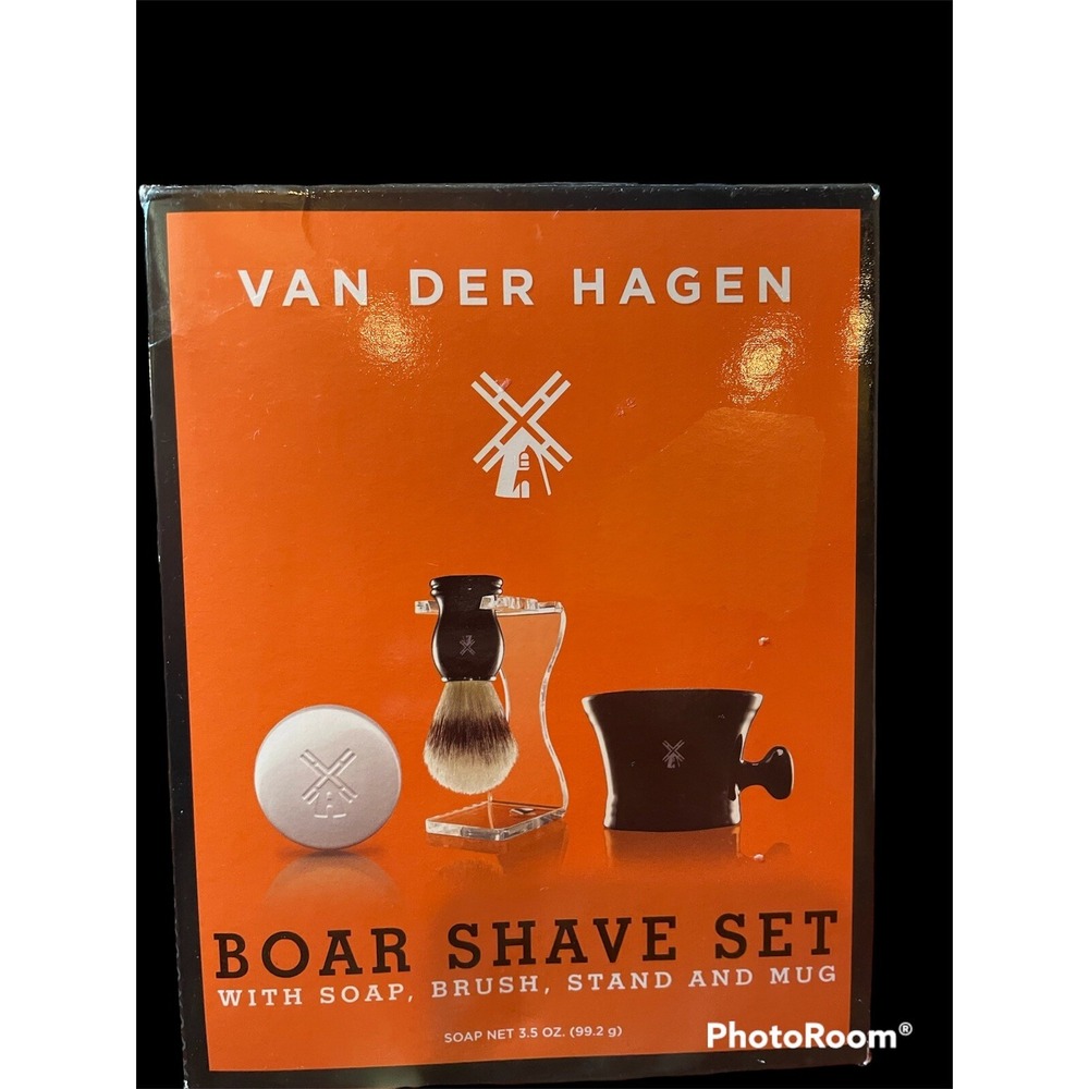 Van Der Hagen Boar Shave Set with Soap, Brush, Stand and Mug - New Sealed